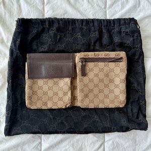 GUCCI | Brown GG Canvas Double Pocket Belt Bag